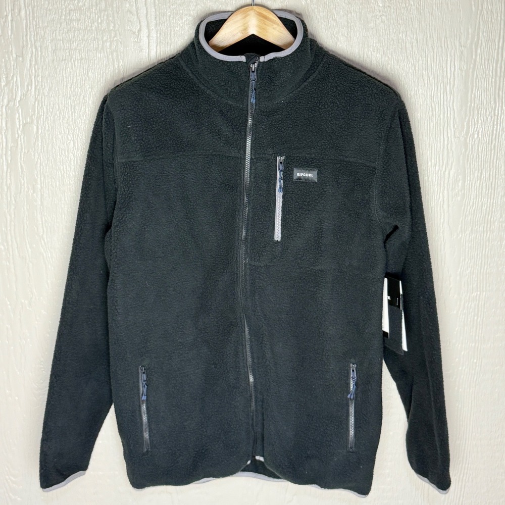 Rip Curl Bear Z/T Crew Mens Large Black Full Zip Fleece Jacket New with Tags